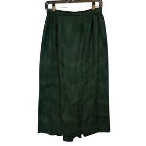 Platinum Dorothy Schoelen Green Black Houndstooth Skirt Vintage Size 8 Midi Wool